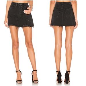 We the Free Black Denim Mini Skirt